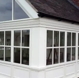 Painted summer room with French doors on a multi-point lock with high performance windows: Click Here To View Larger Image
